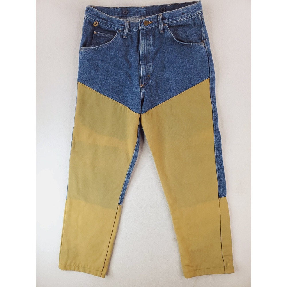 Vintage Wrangler Jean Mens 36x30* Blue Tan Brush Briar Guard Upland Bird Hunting